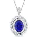 CHAIRMAN VAULT COLLECTION - AAAA Tansanit, Weißer Diamant Anhänger, zertifiziert und geprüft, 950 Platin ca. 26.84 ct