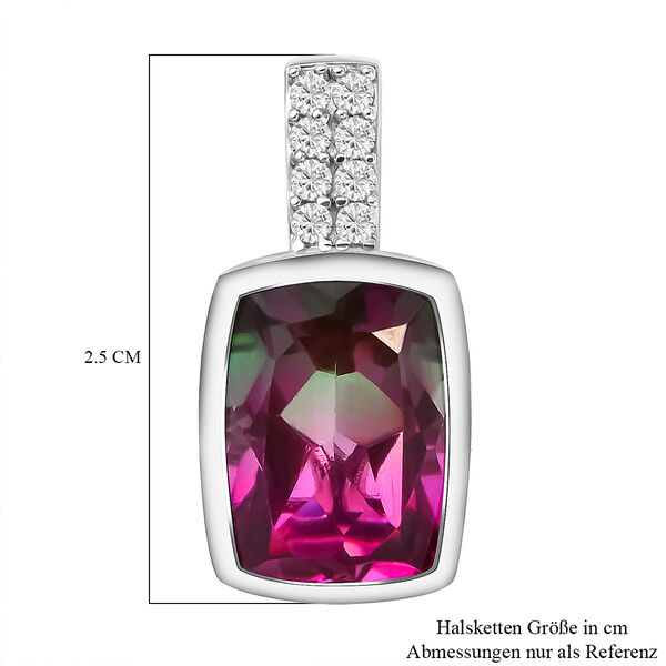 Wassermelonen-Quarz-Triplette und wei&szlig;er Zirkon-Anh&auml;nger, 925 Silber platiniert ca. 7.32 ct image number 6