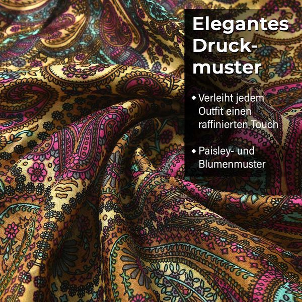 Geschmeidiger, luxuriöser 100% Seidenschal, 100 x 100 cm, Gelb image number 4