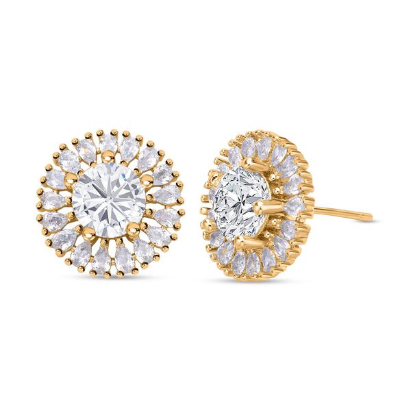 Brillance Wei&szlig;e Zirkonia Ohrringe, goldfarben