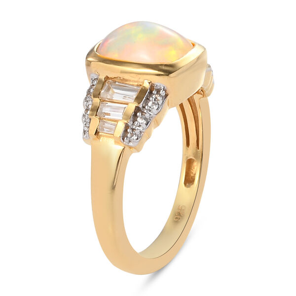 Nat&uuml;rlicher, &auml;thiopischer Opal und Zirkon-Ring, 925 Silber Gelbgold Vermeil  ca. 2,01 ct image number 5