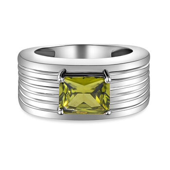 Peridot farbener Zirkonia Ring, Edelstahl (Gr&ouml;&szlig;e 16.00) ca. 2,39 ct