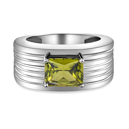 Peridot farbener Zirkonia Ring, Edelstahl  ca. 2,39 ct image number 0