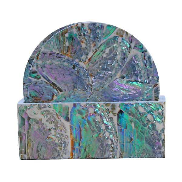 4er-Set Untersetzer mit Halter, Blau