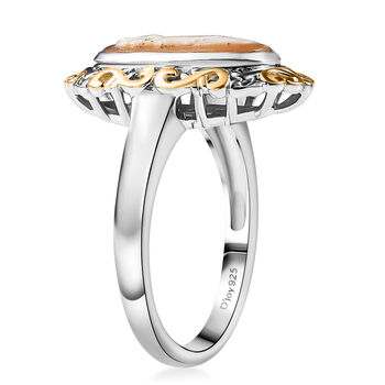 D'Joy zweifarbige italienische Kamee Conch-Muschel Ring - 1,95 ct.