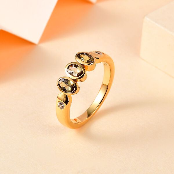 AA nat&uuml;rlicher goldener Tansanit und Zirkon-Ring - 0,80 ct. image number 2