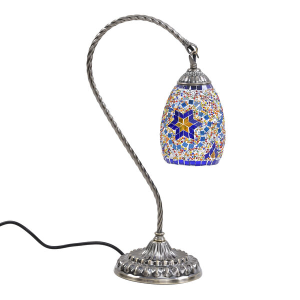 Handgefertigte orientalische Mosaik Glas Tischlampe - Lampenschirm Form, Gr&ouml;&szlig;e 15x15x50 cm, Blau