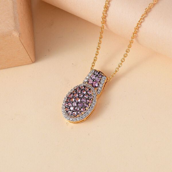 Rosa Saphir und Zirkon Anhänger mit 45cm Kette - 1,81 ct. image number 2