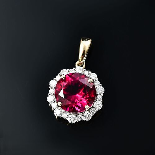 LUXURIANT DIAMOND- zertifiziert und geprüft AAA Labor Bixbit und Labor Diamant Anhänger in 417 Gold - 5,69 ct. image number 1
