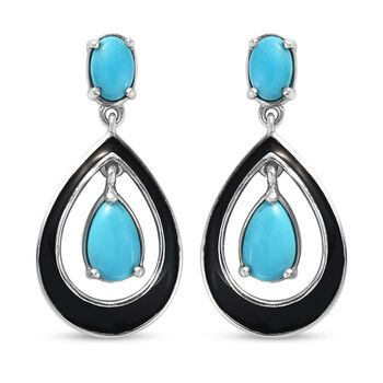 Nat&uuml;rlicher Sleeping Beauty T&uuml;rkis Ohrringe 925 Silber platiniert ca. 2,34 ct