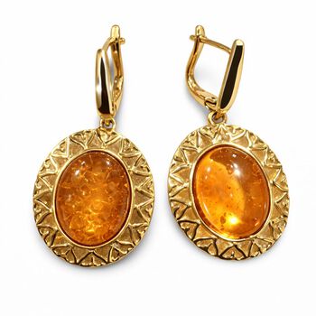 Nat&uuml;rlicher Baltischer Bernstein Ohrringe 925 Silber vergoldet