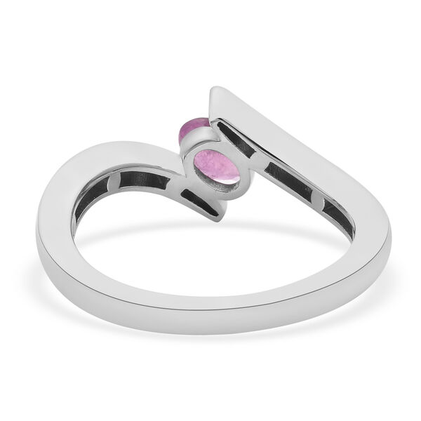 Ilakaka Rosa Saphir (Fissure gef&uuml;llt) und Zirkon Bypass Ring 925 Silber rhodiniert (Gr&ouml;&szlig;e 17.00) ca. 0,74 ct image number 6