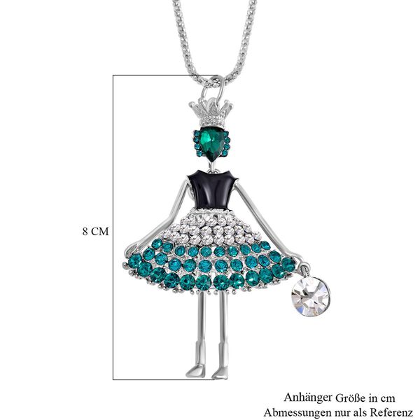 Emaillierte neongr&uuml;ne und wei&szlig;e Kristall-Halskette, 70+5 cm image number 6