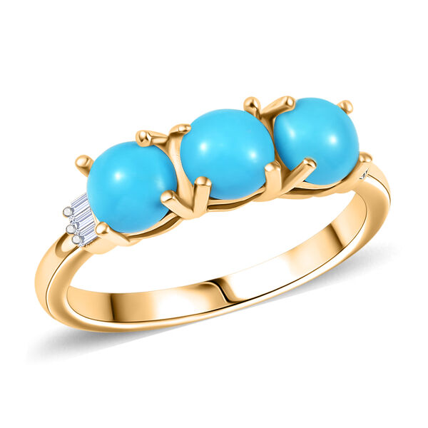 Sleeping Beauty T&uuml;rkis und Diamant Ring, 925 Silber mit Gold-Beschichtung - 1,47 ct. image number 3