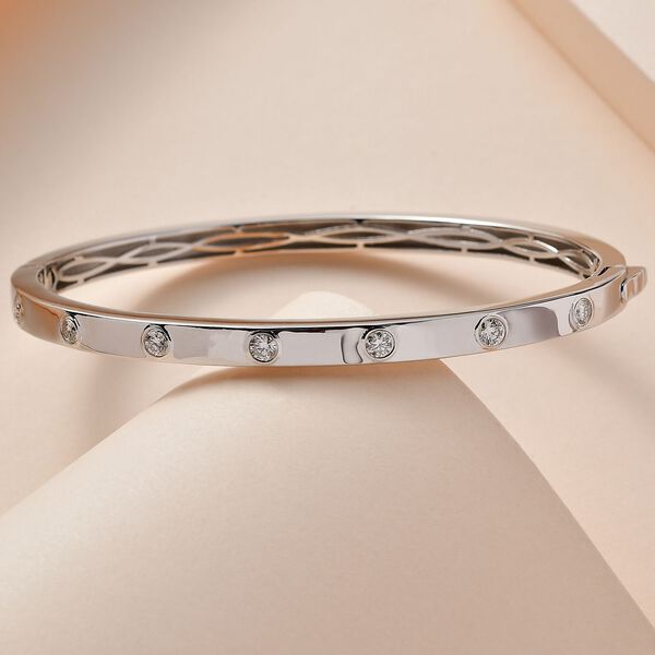 Moissanit Armreif, 19cm, 925 Silber rhodiniert - 0,86 ct. image number 2