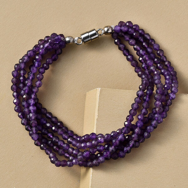Afrikanisches Amethyst-Armband, ca. 19 cm, Edelstahl, ca. 50,90 ct image number 2