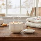 Duftkerze im Glas mit Deckel, Luxusglas-Design, Tabak und Oud, Wei&szlig;