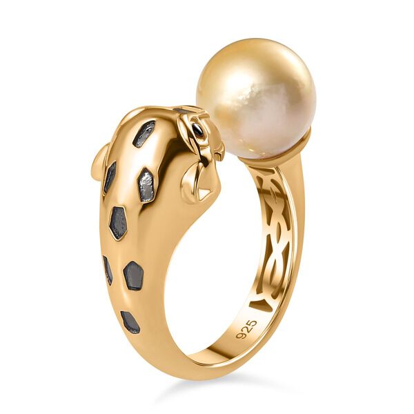 AA Goldene Südsee Perle Ring 925 Silber 750 Gelb Vermeil (Größe 17.00) image number 5