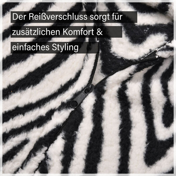Hoodie mit Kapuze im Zebra-Muster, Weiß und schwarz image number 8