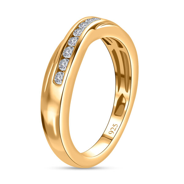 Weißer Diamant P Ring 925 Silber Vermeil YG ca. 0,25 ct. image number 5