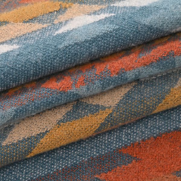 Gestrickter &Uuml;berwurf mit Fransen, 180x130cm, Blau image number 2