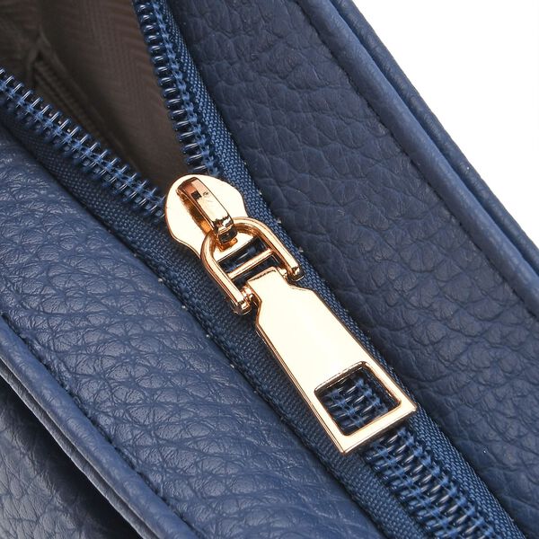 Crossbody-Tasche mit gewebtem Schulterriemen und Rei&szlig;verschlussf&auml;chern, 24x28 cm, Marineblau image number 7