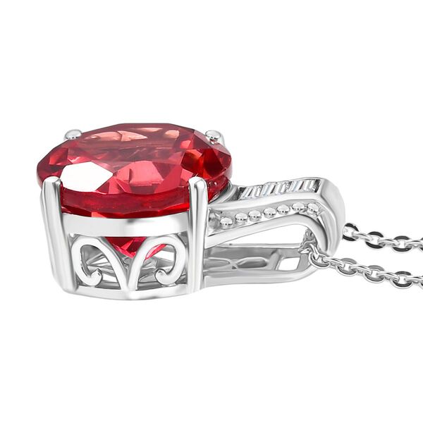 D'Joy Labor Padparadscha Saphir und Zirkon Anhänger mit 50cm Kette - 8,66 ct. image number 4