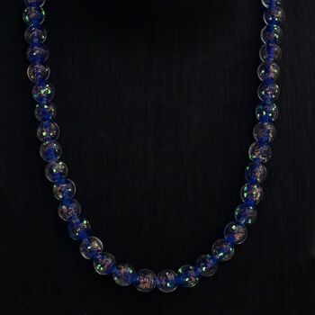 Blaue Halskette im Murano-Stil, 50+5cm
