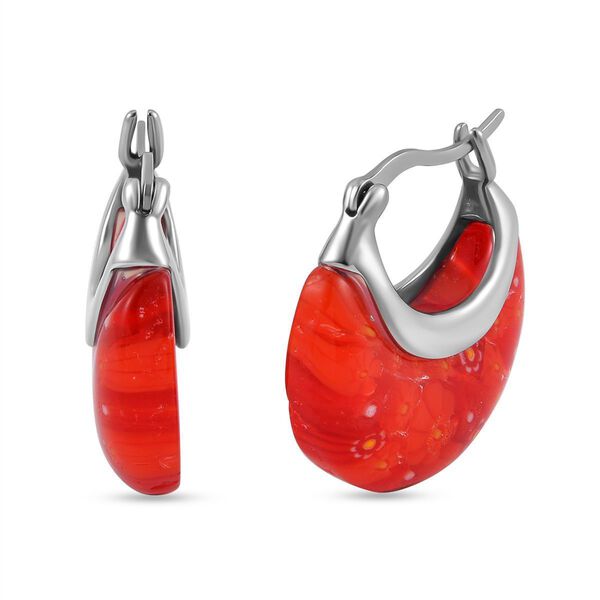 Blaue Murano-Stil Glas Huggie-Ohrringe
