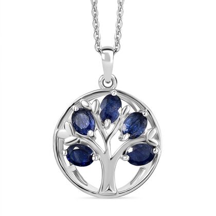 D'Joy Masoala Saphir (Fissure gef&uuml;llt) Schmuckset ca. 50 cm 925 Silber rhodiniert ca. 1,50 ct.