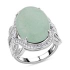 Gr&uuml;ner Aventurin, wei&szlig;e Zirkon Ring, Messing (Gr&ouml;&szlig;e 16.00) ca. 13,05 ct