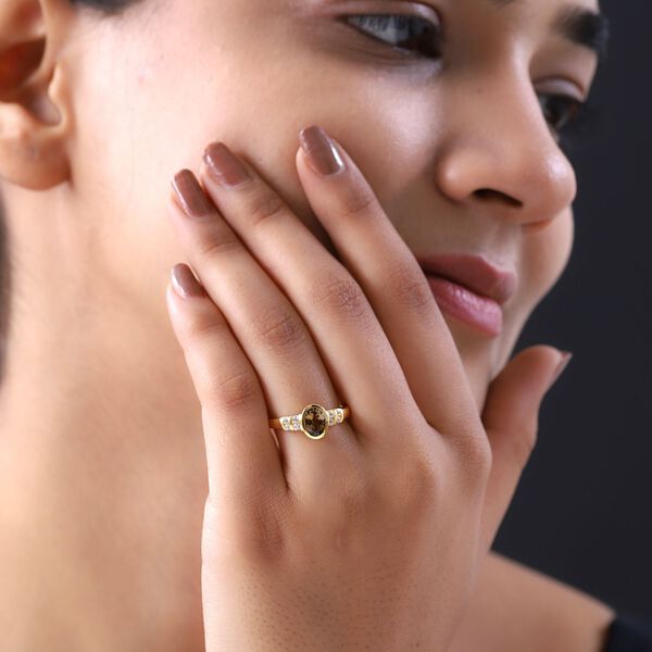 Nat&uuml;rlicher, goldener Tansanit und Zirkon-Ring - 1,02 ct. image number 3