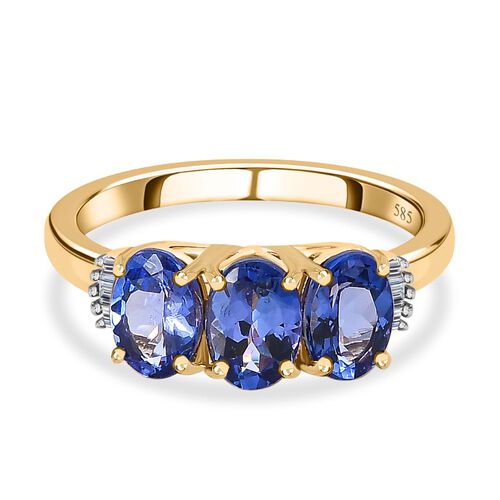 AAA Tansanit und Diamant Ring in 585 Gelbgold - 2,02 ct. image number 0