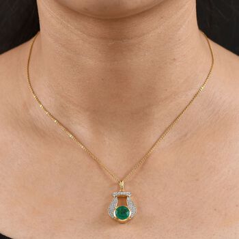 D'Joy Smaragd Triplett Quarz und Zirkon Anh&auml;nger - 3,95 ct.