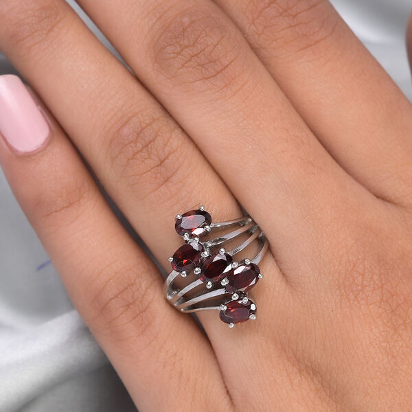 Roter Granat bypass Ring Edelstahl  ca. 2,88 ct image number 3