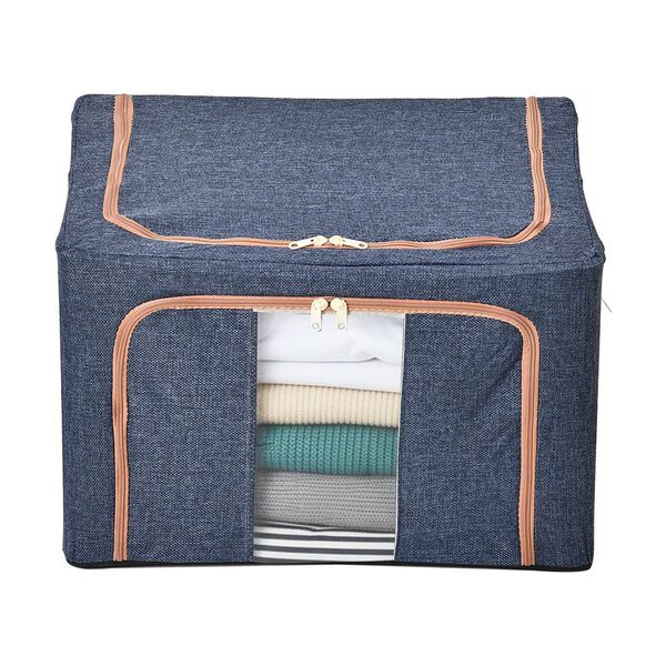 Faltbare Aufbewahrungsbox aus Stoff, 66 Liter offen, Gr&ouml;&szlig;e 50x40x33cm gefaltet, blau