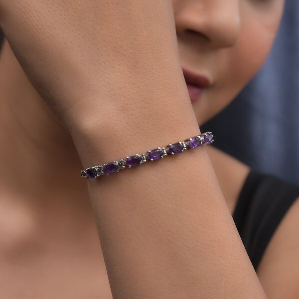 Afrikanisches Amethyst Armband, ca. 19 cm, Edelstahl ca. 3.46 ct image number 3