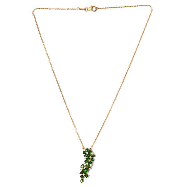 Nat&uuml;rliche Chromdiopsid und florale Zirkon-Halskette in Silber image number 4