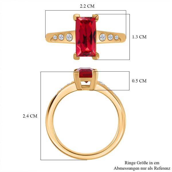 Synthetischer Padparadscha-Saphir, Wei&szlig;er Zirkon Ring 925 Silber Gelbgold Vermeil (Gr&ouml;&szlig;e 17.00) ca. 2,44 ct image number 7