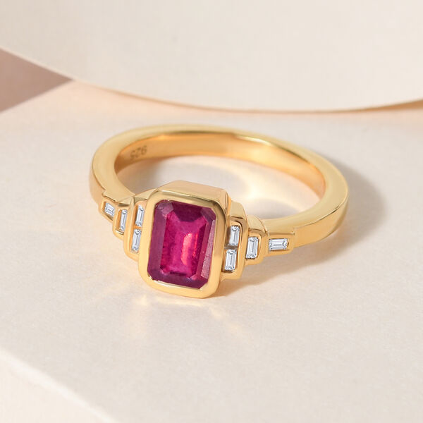 Afrikanischer Rubin und Zirkon-Ring, 925 Silber vergoldet  ca. 1,63 ct image number 1