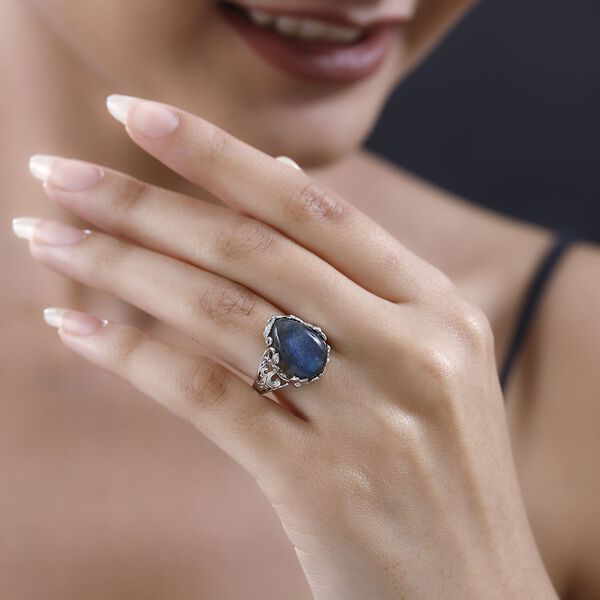 Labradorit Ring, 925 Silber platiniert (Größe 19.00) ca. 8.87 ct image number 3