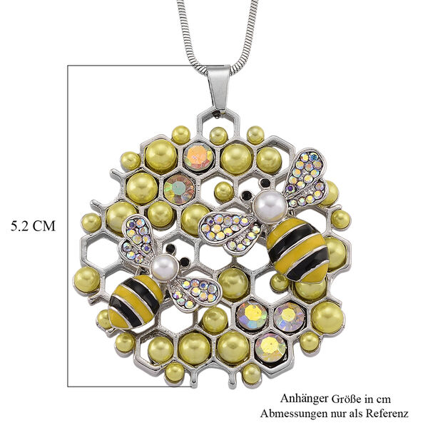 Mystischer Wei&szlig;er Kristall, Kunststoff Perle Anh&auml;nger mit Kette ca. 63.5 cm + 5 cm Extender, Legierung, Legierung emailliert image number 6