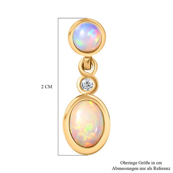 AA Natürlicher, äthiopischer Welo Opal Ohrringe 925 Silber 750 Gelbgold Vermeil ca. 1,41 ct. image number 6