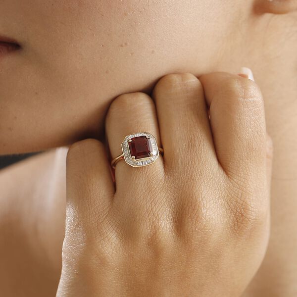 LUXORO AAAA Mexikanischer Kirschfeueropal und Diamant Ring in 417 Gold - 2,13 ct. image number 2