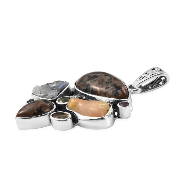 Handgearbeiteter, natürlicher Yooperlith, Welo Opal und mehrfarbiger Edelstein-Anhänger, 925 Silber ca. 14,76 ct image number 3