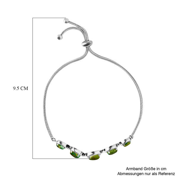 Gr&uuml;nes Mojave-T&uuml;rkis Armband, ca. 26.75 cm, Ionenbeschichteter Stahl ca. 3,80 ct image number 5