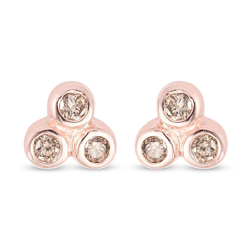 Champagner Diamant Trilogie-Ohrstecker in Silber image number 0