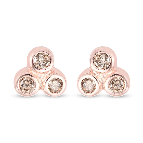 Champagner Diamant Trilogie-Ohrstecker in Silber image number 0