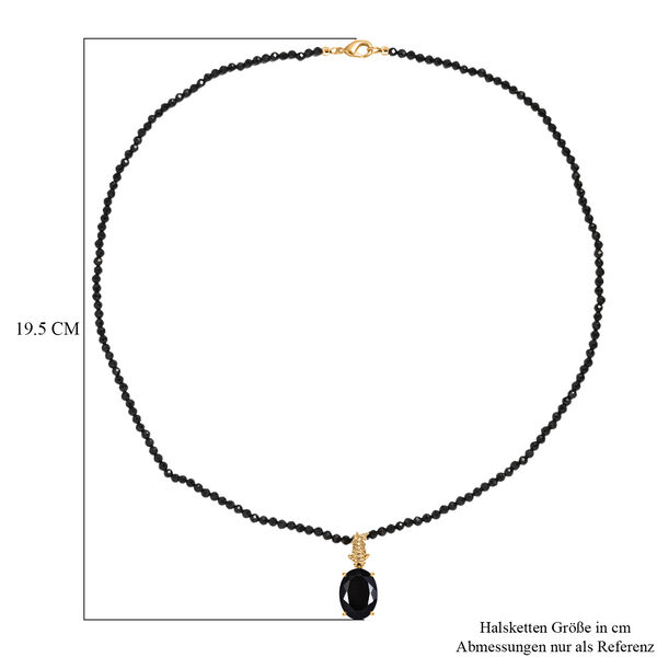 EverTrue AA schwarzer Glasachat Anh&auml;nger mit 50cm schwarze Spinell Kette - 51 ct. image number 5