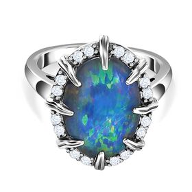 Boulder Opal und Zirkon Ring - 3,65 ct.